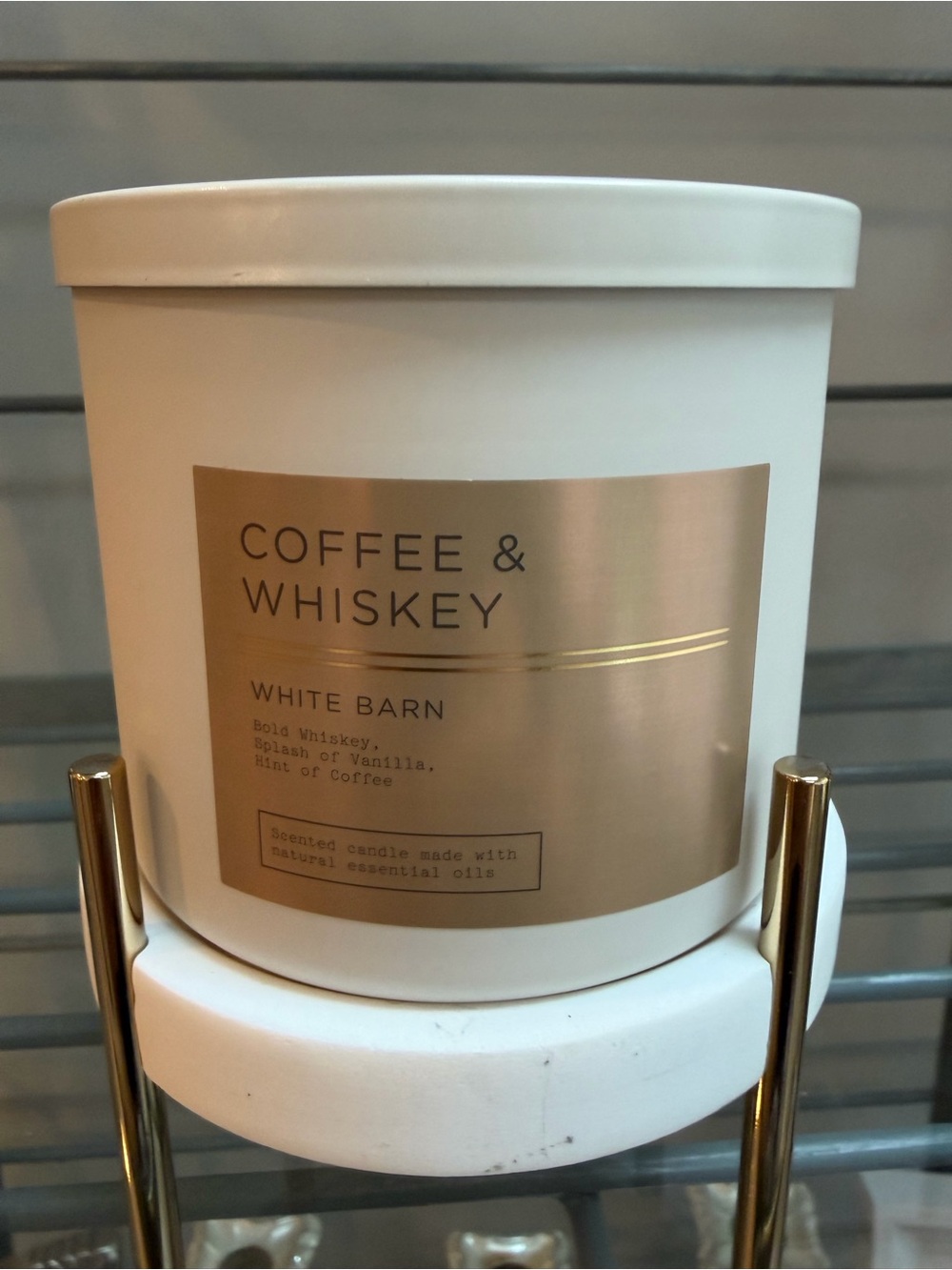 White Barn Coffee & Whiskey Scented 3 Wick Candle NWT